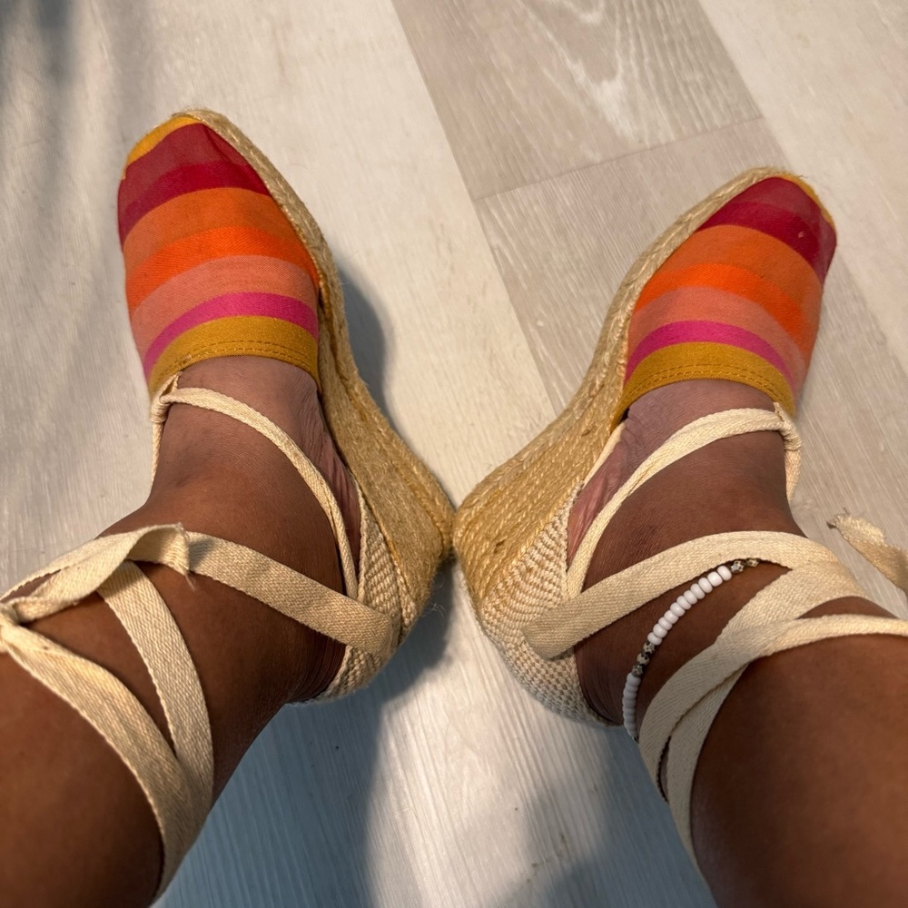Vintage 90’s Colorful Striped Espadrille Wedges by Madeline ‎ Stuart